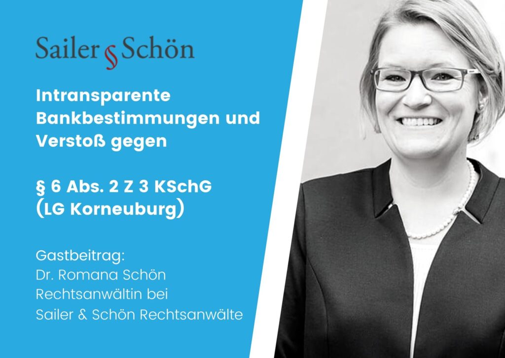 Intransparente Bankbestimmung und Verstoß gegen § 6 Abs 2 Z 3 KSchG (LG Korneuburg)